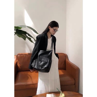 辣妹復古軟皮大容量托特包5