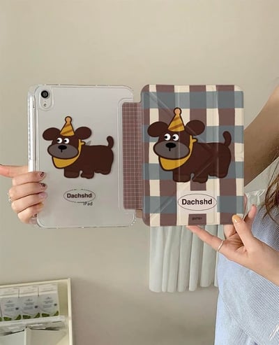 派對哈巴狗 格紋哈巴狗iPad平板保護套3