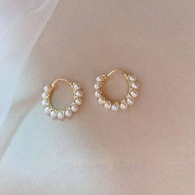 女王專屬 法式輕奢雙排圈圈珍珠耳環耳扣組5