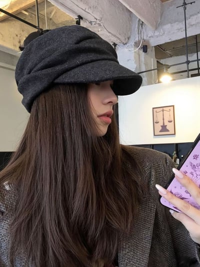 新款出口日本 平頂褶皺山本羊毛堆堆帽3