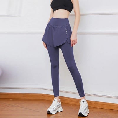 高腰收腹假兩件新款外穿口袋瑜伽褲運動褲5