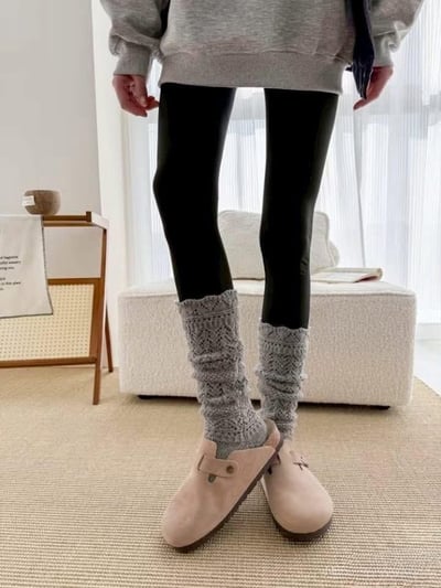 時髦感穿搭 蕾絲編織堆堆長襪組4雙1