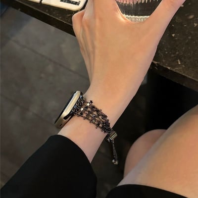 小香風星光錶帶時尚閃耀設計 金屬星星流蘇鏈 Apple Watch 錶帶6