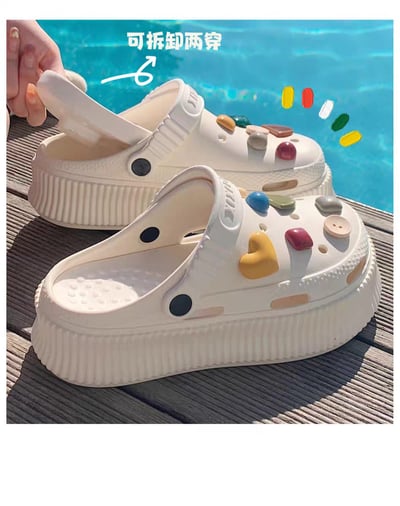 洞洞鞋 可愛糖果色系增高厚底拖鞋7