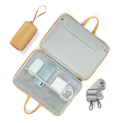 幸運小狗 黃色西高地格紋插畫風多功能旅行電腦包7