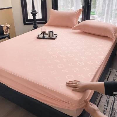 時尚老花款 純色高級感3件床包組4