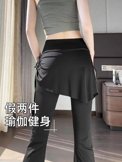 微喇修腿・高腰收腹 假兩件顯瘦抽繩瑜珈褲裙2