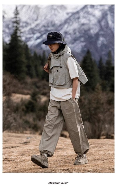 山系機能連帽短款背心 日系戶外多口袋坎肩・男女同款情侶背心7