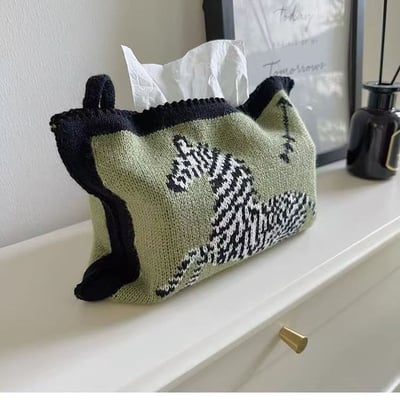 北歐風斑馬針織紙巾套2入2