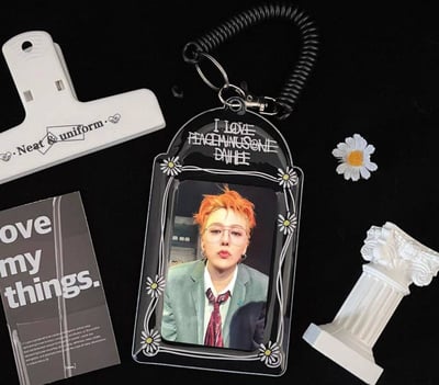 INS雛菊PVC卡套 黑+白收納展示掛件4