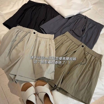 夏季輕盈速乾休閒短褲  高腰顯瘦百搭工裝短熱褲2