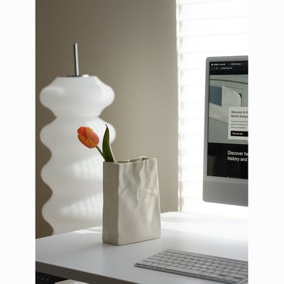 ins風高級感擺件 奶油皺褶紙袋花瓶4