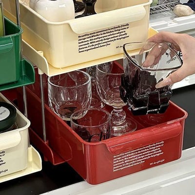 Ins風格多層桌面收納盒 廚房咖啡角整理神器專用抽屜式置物架5