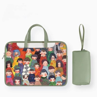 摩登城市 人物插畫風多功能旅行電腦包11