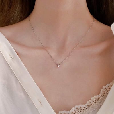 仙氣簡約單鑽純銀項鍊2