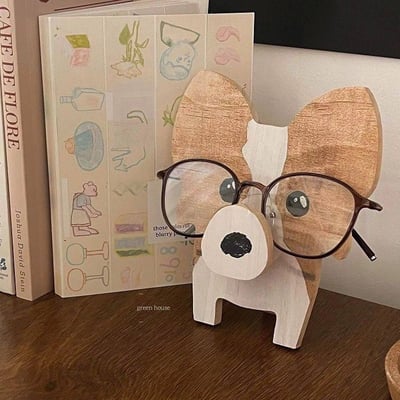 創意木質擺飾動物眼鏡收納 桌面木製工藝眼鏡展示架5