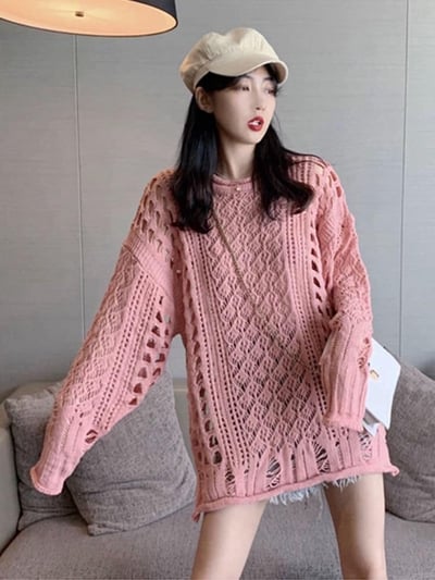 鏤空破洞慵懶風韓系毛衣3