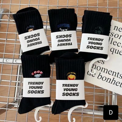 情侶襪也要有儀式感 韓系刺繡短襪5雙組8