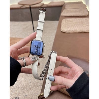 真皮拼接雙圈Apple watch錶帶2