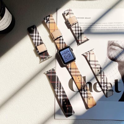 條紋格子Apple watch軟皮質錶帶4