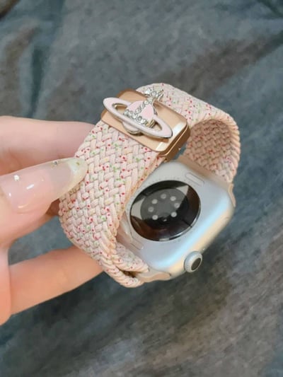 土星閃鑽單圈編織彈力蘋果手錶錶帶4