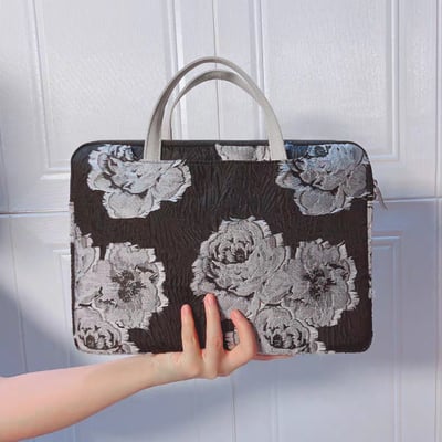 冷淡風白玫瑰 刺繡多功能旅行電腦包7