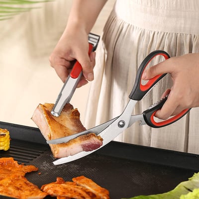 出口韓國曲線型彎曲剪刀燒肉剪刀7