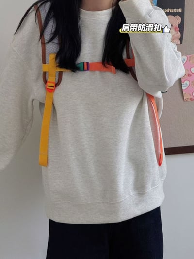 俏皮拼色防水登山包 輕量雙肩背包 旅行休閒大容量背包4