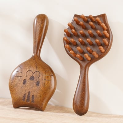 金絲檀木小貓按摩梳 手作質感禮盒款5