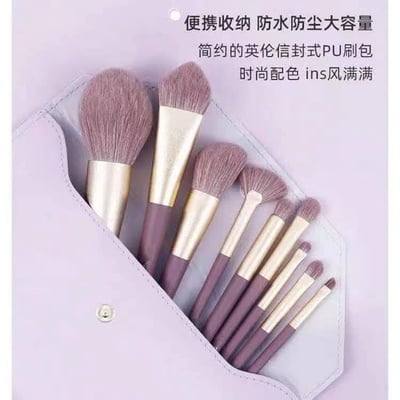 紫薯色系（現貨） 新款9支化妝刷附皮革刷具包4