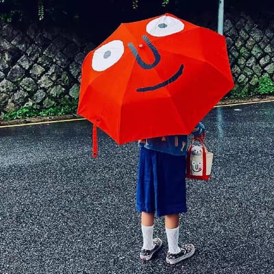 搞怪表情晴雨兩用自動雨傘1