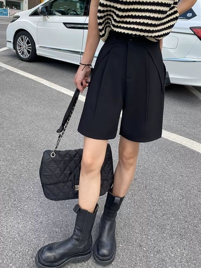 高腰打折顯瘦西裝短褲7