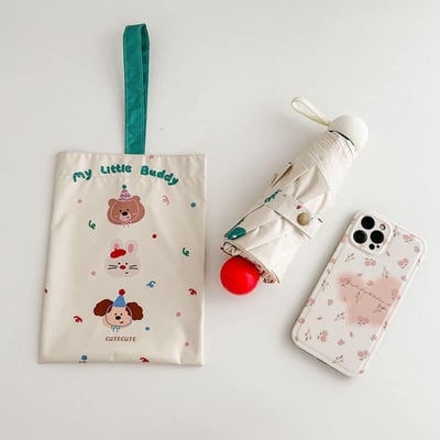 可愛紅鼻子童趣感折疊晴雨兩用手動雨傘5