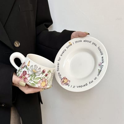 生日禮物 復古手繪高級感咖啡杯套裝5