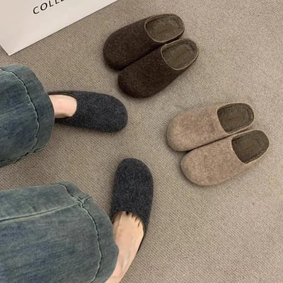 【寬腳友善】 秋冬復古勃肯外穿保暖款懶人鞋1