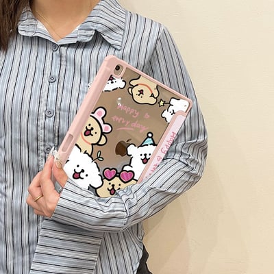 線條小狗三折配平板保護套  現貨10.2吋3