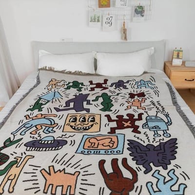 塗鴉藝術風實用沙發毯1