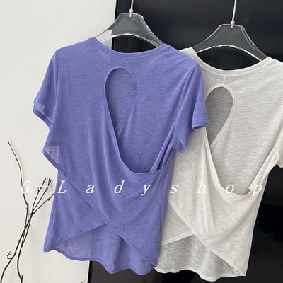 夏季竹節紗透氣美背T恤1