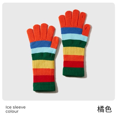 冬天也要很繽紛 韓系彩虹針織觸控手套2