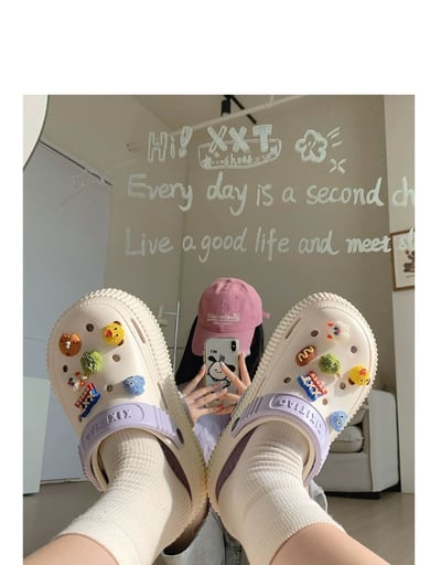 洞洞鞋 可愛新色系增高厚底拖鞋 搞怪怪獸鞋扣款11