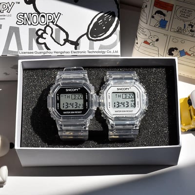 正品Snoopy兩色可夜光電子手錶2