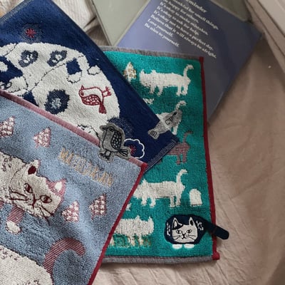 特價日系貓咪純棉小方巾4