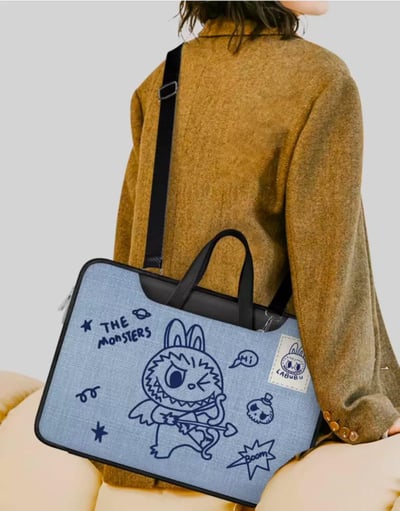 丘比特拉布布 Labubu牛仔色多功能旅行電腦包2