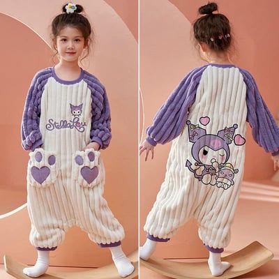 女孩款 可愛兒童多款法蘭絨連體睡衣  草莓現貨1104