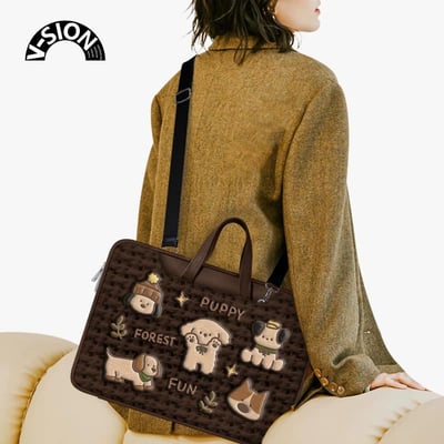 暖棕小狗兒 可愛小狗棕色多功能旅行電腦包3