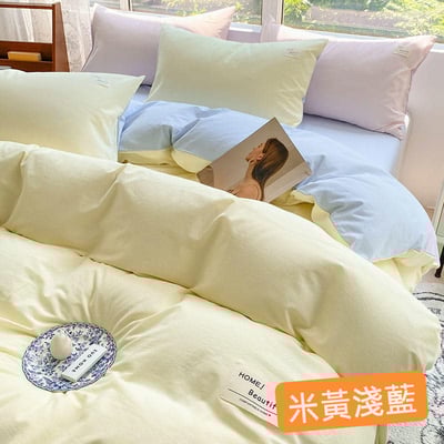 夏季超舒服拼色 水洗棉單人 雙人床包組3