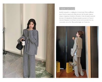 秋冬名媛感 韓劇同款柔軟高級針織披肩三件套6