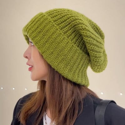 戴上一秒變小臉 巨大毛線帽 粗線針織大頭圍不挑臉型厚實保暖百搭冷帽1