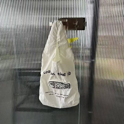 新款搞怪可愛摸魚大容量購物袋3