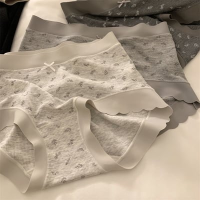 純棉底襠舒適碎花中腰三角褲4件組1